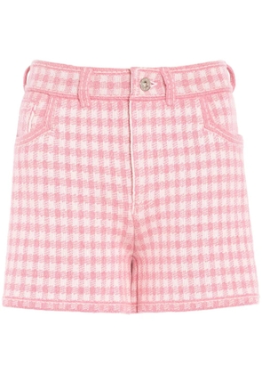Barrie gingham-check cashmere-blend shorts - Pink