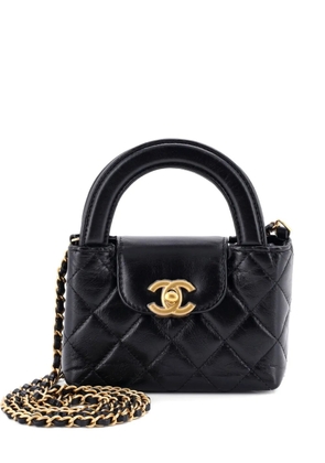 CHANEL Pre-Owned Kelly Top Handle Shopping Bag Quilted Shiny Aged Calfskin Nano crossbody bag - Black