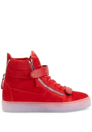 Giuseppe Zanotti Coby velour double-straps mid-top sneakers - Red