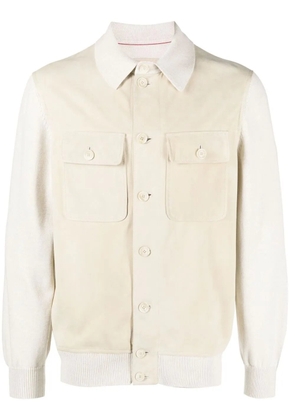 Brunello Cucinelli hybrid leather shirt jacket - Neutrals