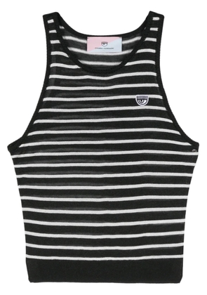 Chiara Ferragni Eyelike-patch striped sleeveless top - Black