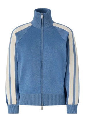 PINKO striped-sleeve zip-up sweatshirt - Blue