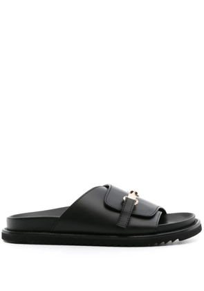 Doucal's logo-buckle leather slides - Black