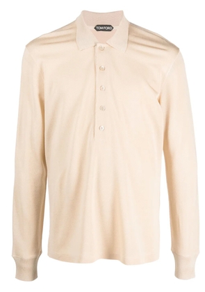 TOM FORD piqué long-sleeve polo shirt - Neutrals