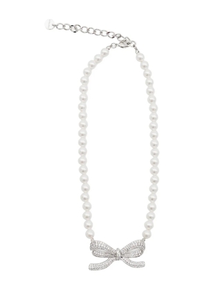Self-Portrait Bow Pearl necklace - Silver