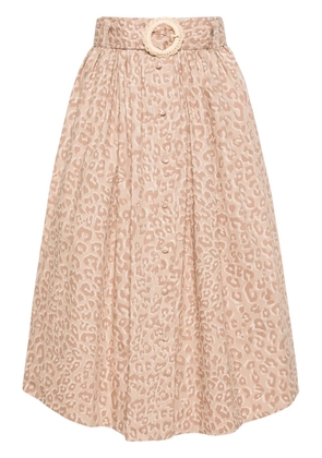 TWINSET animal-print cotton midi skirt - Neutrals