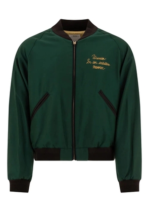 visvim embroidered ribbed bomber jacket - Green