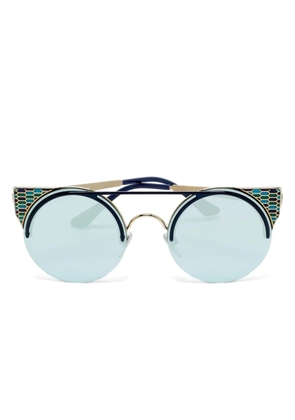 Bvlgari Pre-Owned 6088 Serpenti mirrored-round sunglasses - Gold