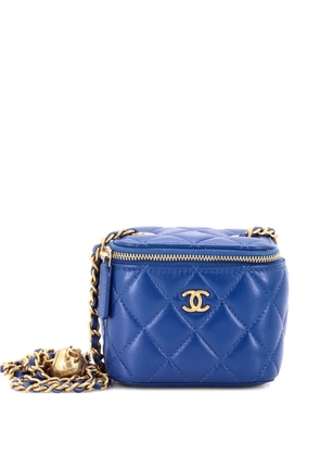 CHANEL Pre-Owned Pearl Crush Vanity Case with Chain Quilted Lambskin Mini clutch bag - Blue