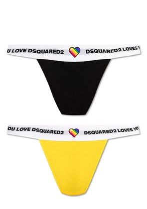 DSQUARED2 logo-waistband thong (pack of two) - Black