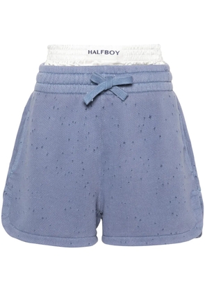 Halfboy layered distressed cotton shorts - Blue