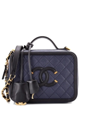 CHANEL Pre-Owned Filigree Vanity Case Quilted Caviar Medium satchel - Blue