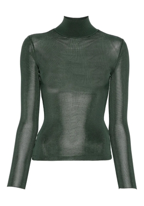 Self-Portrait ribbed turtleneck top - Green