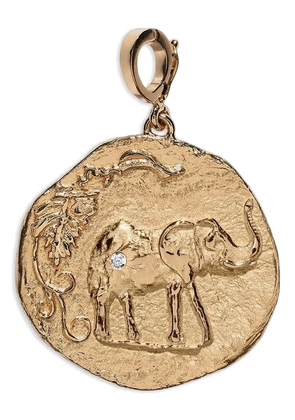 Azlee diamond round coin pendent - Gold