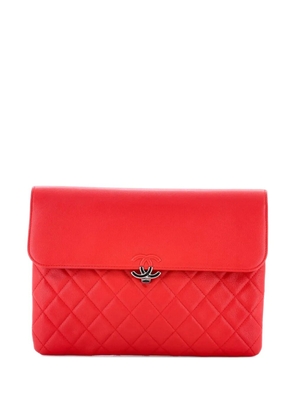 CHANEL Pre-Owned CC Box Flap Pouch Quilted Calfskin clutch bag - Red