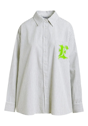 Essentiel Antwerp striped embroidered pocket shirt - Grey