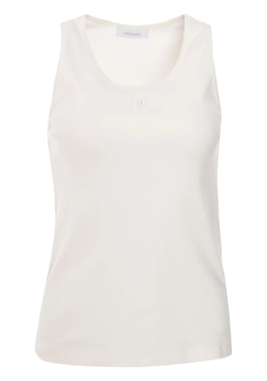 Rabanne logo-embroidered tank top - Neutrals