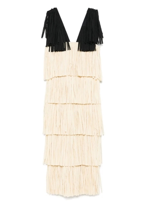 Nanushka fringed midi dress - Neutrals