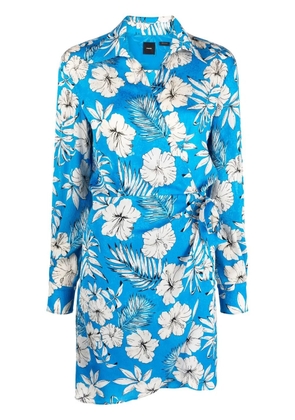 PINKO floral-print wrap style dress - Blue