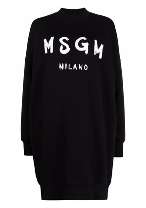 MSGM brushstroke-logo sweatshirt dress - Black