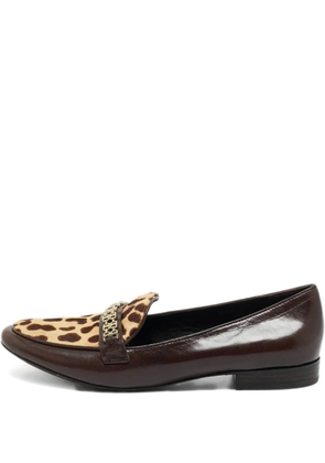 Tory Burch calf hair chain loafers - Brown
