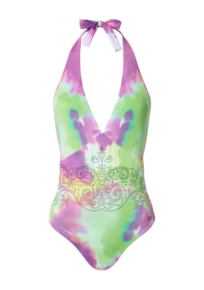 TWINSET tie-dye halter-neck swimsuit - Purple