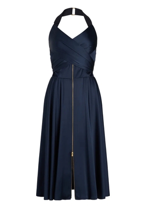 Patou halterneck satin midi dress - Blue
