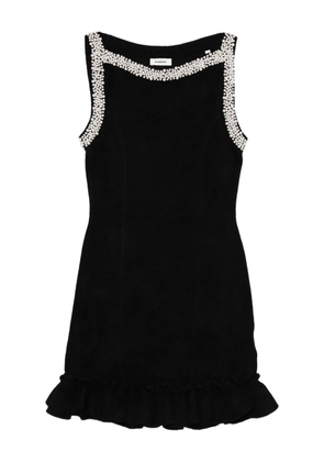 SANDRO faux-pearl embellished mini dress - Black