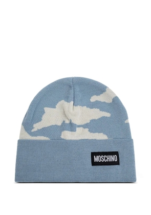 Moschino cloud-print wool beanie - Blue