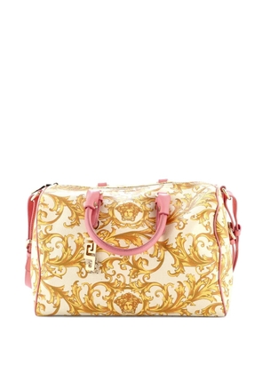 Versace Pre-Owned Convertible Boston Bag Printed Coated Canvas and Leather Medium crossbody bag - Pink