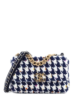 CHANEL Pre-Owned 19 Flap Bag Quilted Tweed Medium crossbody bag - Blue