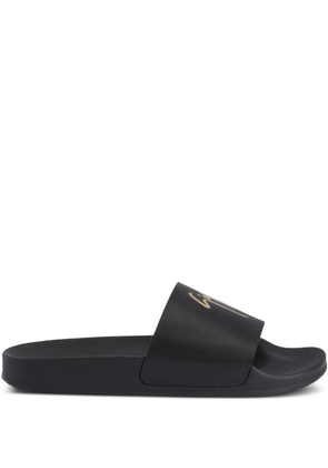 Giuseppe Zanotti Brett logo-embellished leather slides - Black