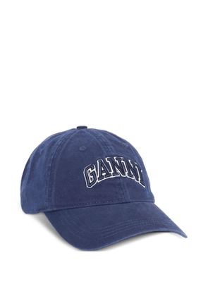 GANNI logo-embroidered cap - Blue