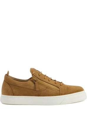Giuseppe Zanotti Frankie zip-fastening suede trainers - Neutrals