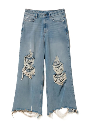 TWINSET frayed wide-leg jeans - Blue