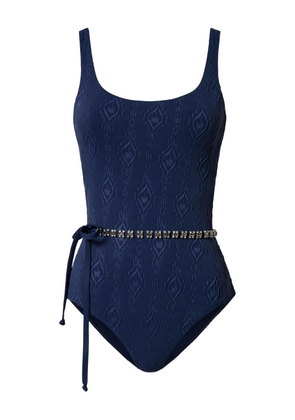 TWINSET embossed-detail belted swimsuit - Blue