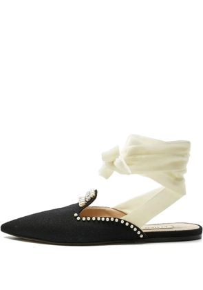 The Attico embellished canvas mules - Black