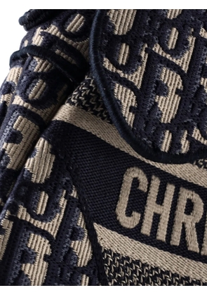 Christian Dior Pre-Owned Saddle Handbag Logo Embroidered Oblique Canvas Medium shoulder bag - Blue