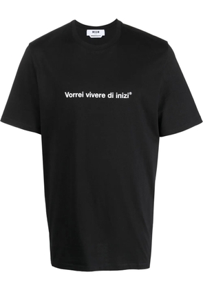 MSGM slogan-print cotton T-Shirt - Black