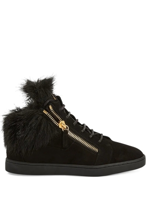 Giuseppe Zanotti Kriss fur-trimmed zip-up sneakers - Black