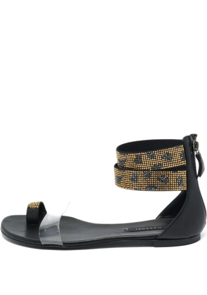 Casadei Vintage crystal-embellished leather sandals - Black