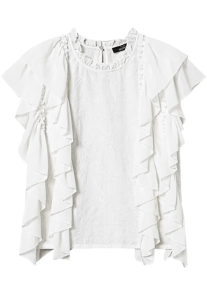 TWINSET embroidered ruffled blouse - Neutrals