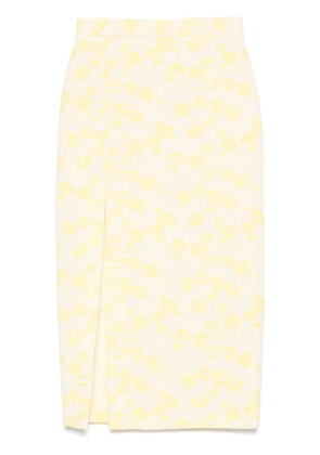 MSGM floral-jacquard midi skirt - Yellow