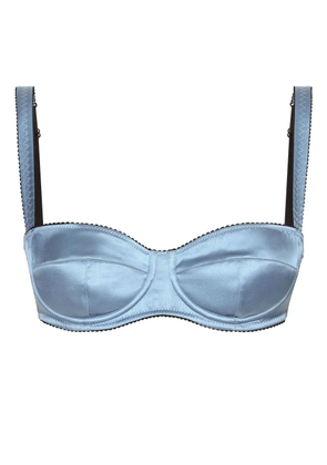 Dolce & Gabbana DNA satin-finish balconette-style bra - Blue