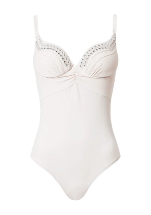 TWINSET embroidered swimsuit - 12376_RIC.ALMOND BEIGE/DARK ALMOND BEIGE