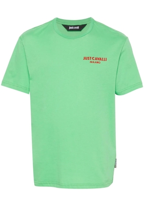 Just Cavalli flocked-logo T-shirt - Green