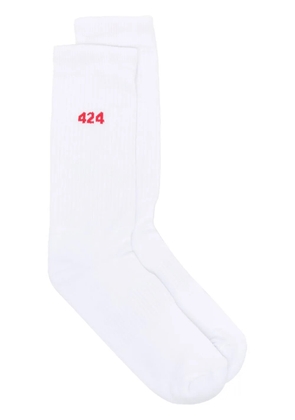 424 intarsia-logo socks - White