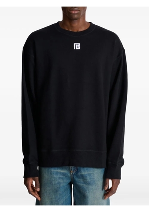 Balmain Cotton Sweatshirt With Pb Embroidery - Black