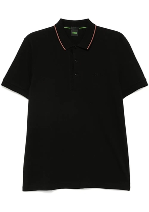 BOSS embroidered logo polo shirt - Black