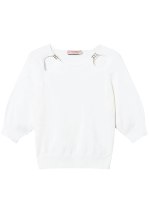 TWINSET Oval T-plaque cut-out sweater - White